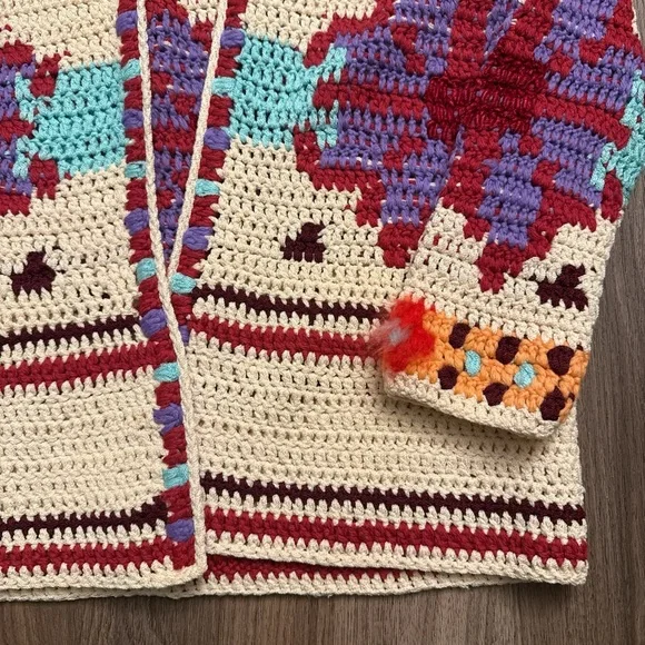 Adolfo Colorful Crochet Cardigan Sweater - Picture 4 of 8